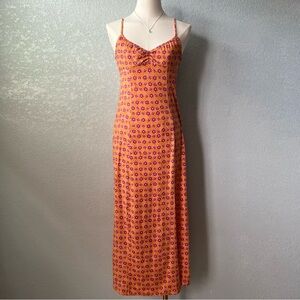 Urban Outfitters Orange Purple Floral Maxi Dress SP Y2K 70s Style
